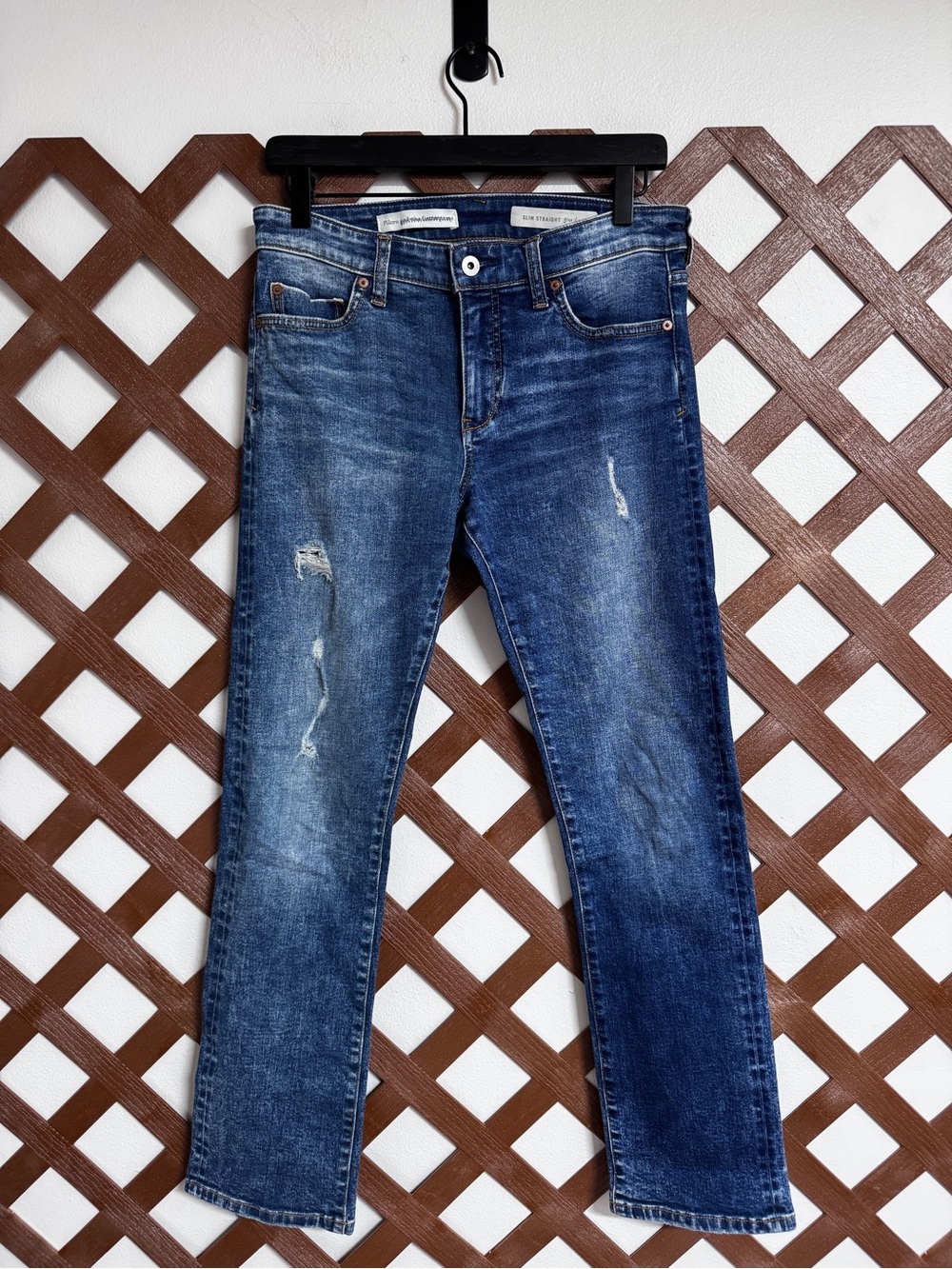 WJ361 {Pilcro Anthropologie} "Slim Straight" Blue Cigarette Leg Denim Jeans